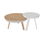 View Batea M+S Table Set · Oak & white and white