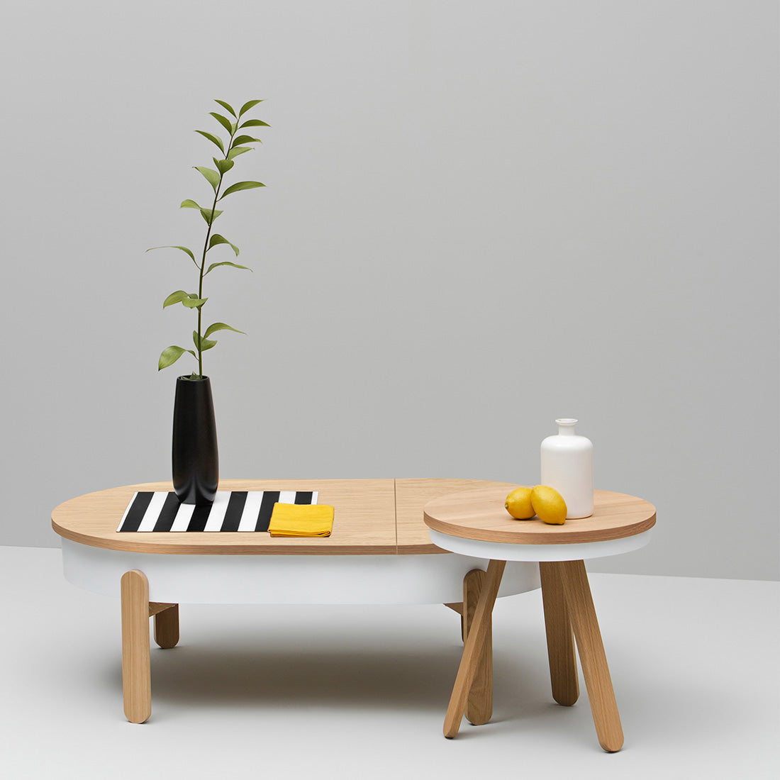 Batea L+S Table Set · Oak & white – Woodendot